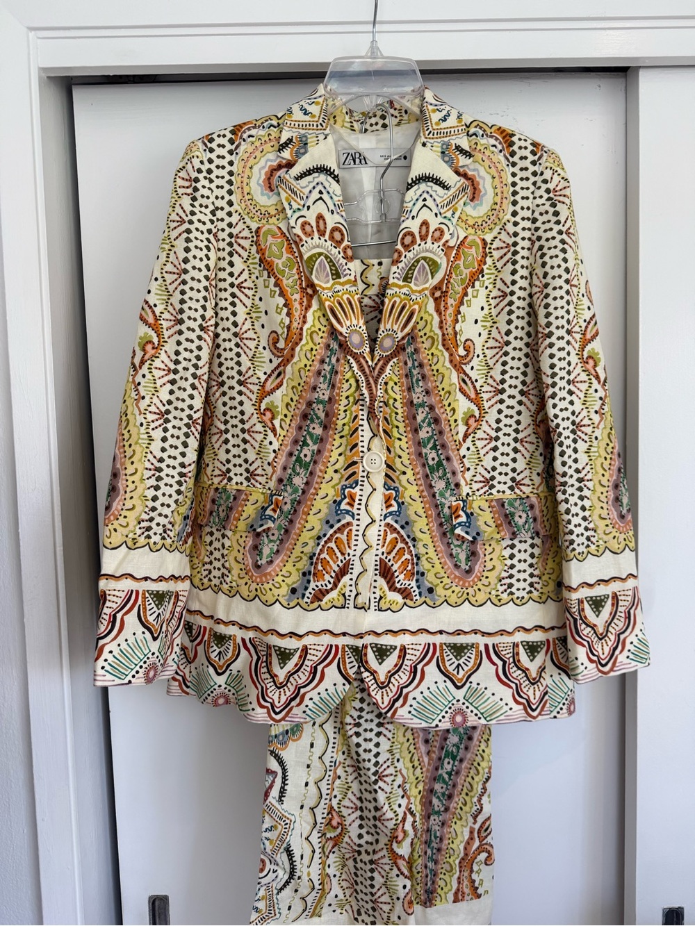 Zara Multi-Color Printed Blazer and Pants Set